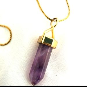 Amethyst Crystal Point Pendant Necklace